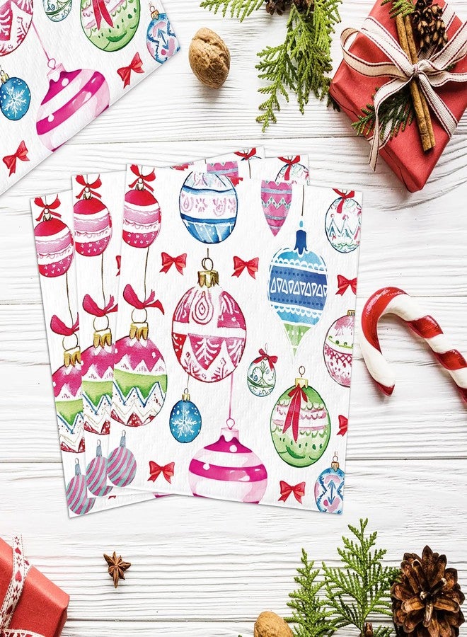 ojustbeok 50Pcs Christmas Paper Napkins Xmas Hanging Ball Disposable Guest Napkins Vintage Christmas Ornaments Balls Holiday Party Decorations Supplies for Bathroom Kitchen Merry Winter Daily Table Decor Favor - Image 4